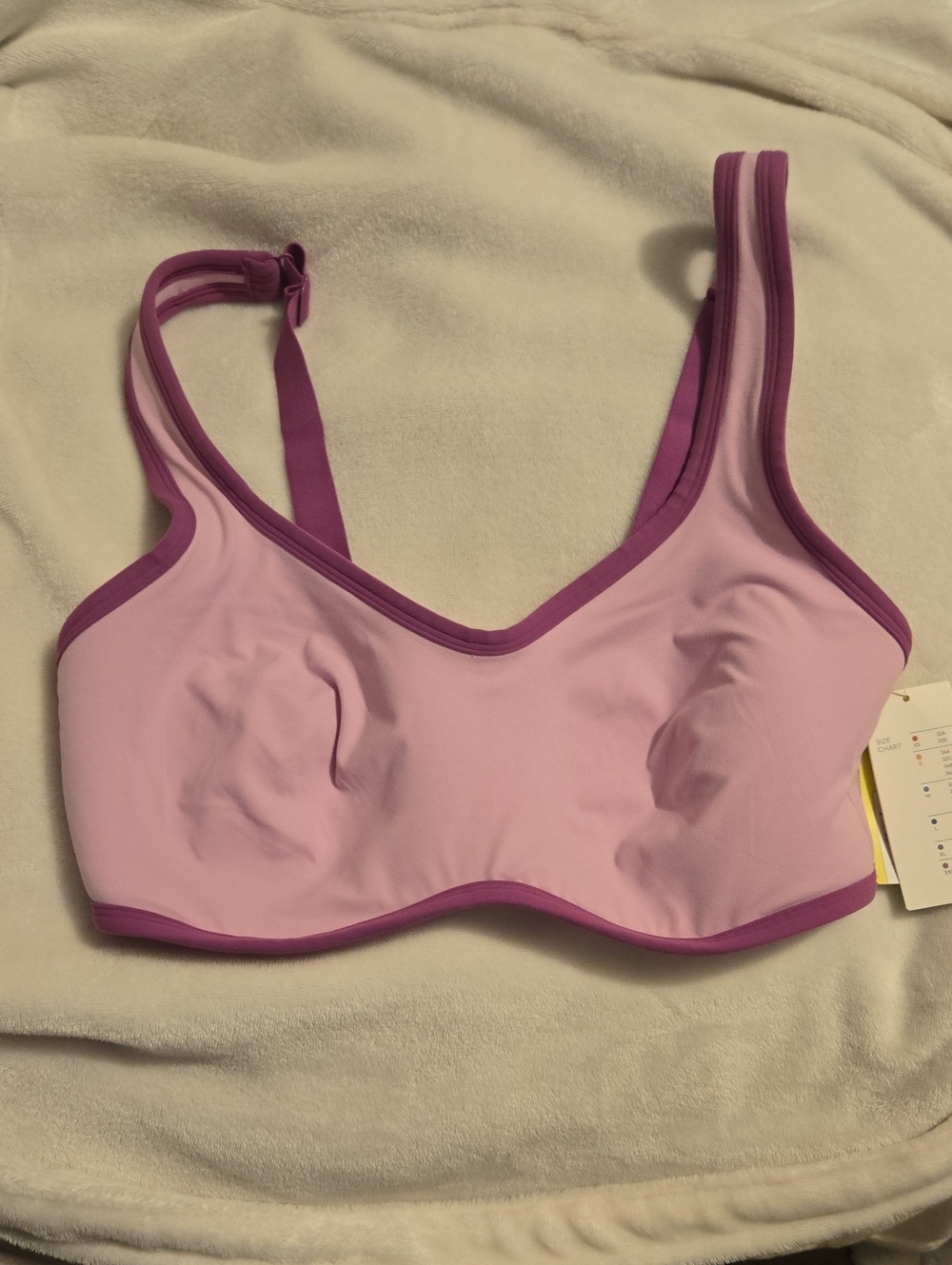 all in motion Light Pink Bralette with Purple Trim